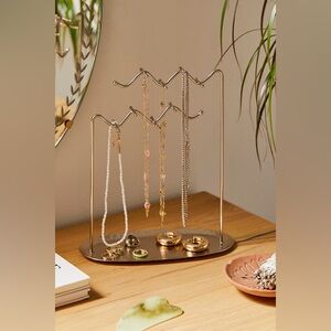 URBAN OUTFITTERS Gold-Hammered Metal Alula Jewelry Stand Catch-All Dish Zig-Zag